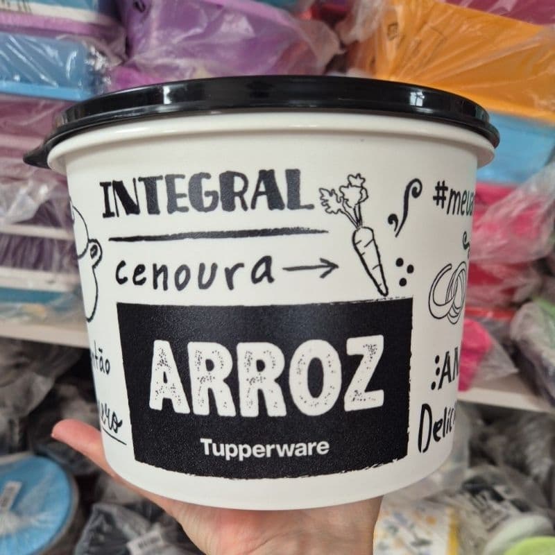 Caixa de Mantimento de Arroz 2 kg linha FLORAL, BISTRÔ e P&B Tupperware