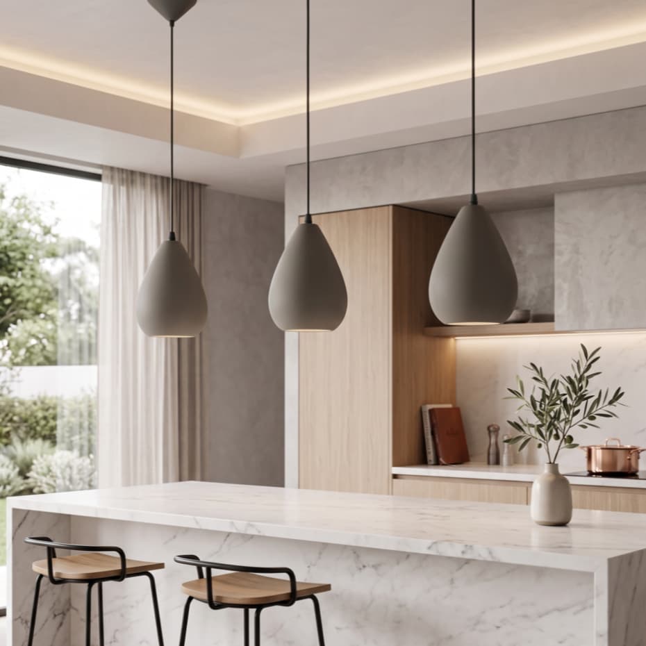 Kit 3 Pendentes Lustre Luminaria de Teto De Cerâmica Cozinha Bar Sala Decoração Moderno Capuccino