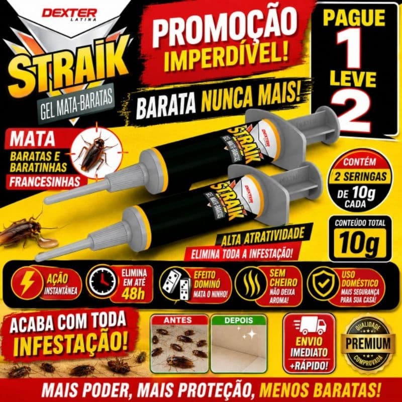 PAGUE 2, LEVE 4!  STRAIK Gel Mata-Baratas 25g — Dexter Latina.