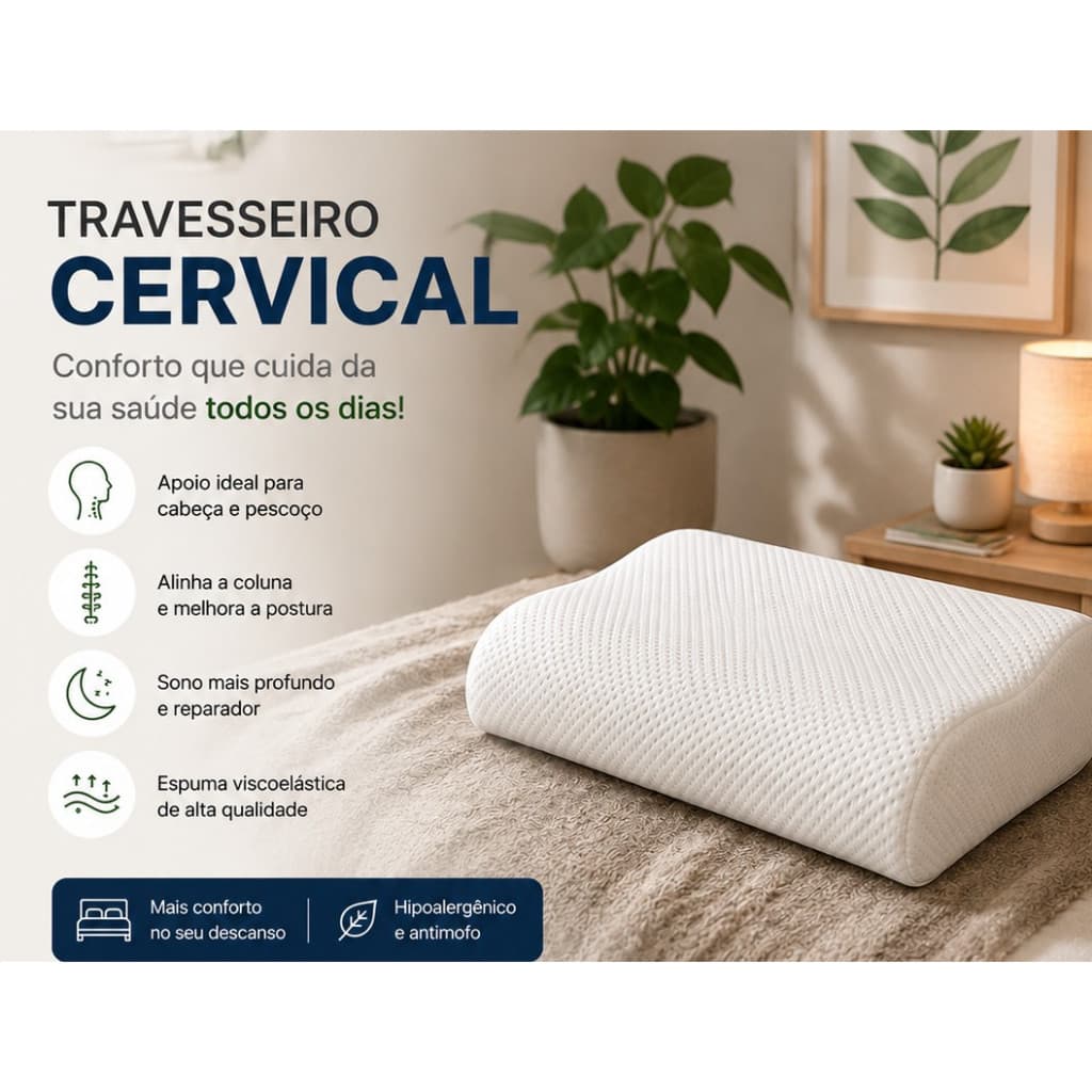 Travesseiro Magnético Cervical Ortopédico Antialérgico com Infravermelho