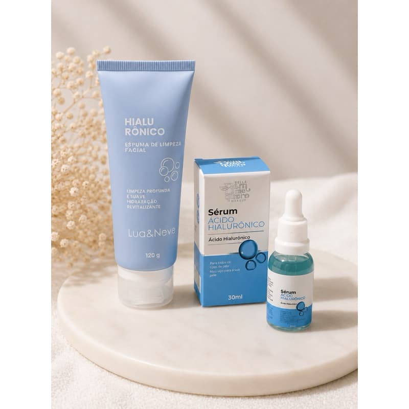 Kit rosto ácido hialurônico sabonete e sérum facial