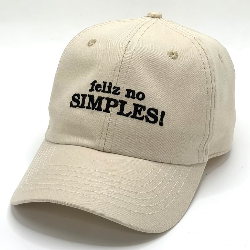Boné Feliz No Simples Bordado Modelo Dad Hat Premium Unissex Frase Estilo Urbano Meme Resenha