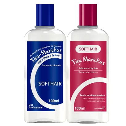 Kit Sabonete Líquido Tira Manchas 100ml + Sabonete Suaveness Tira Manchas De henna 100ml Softhair