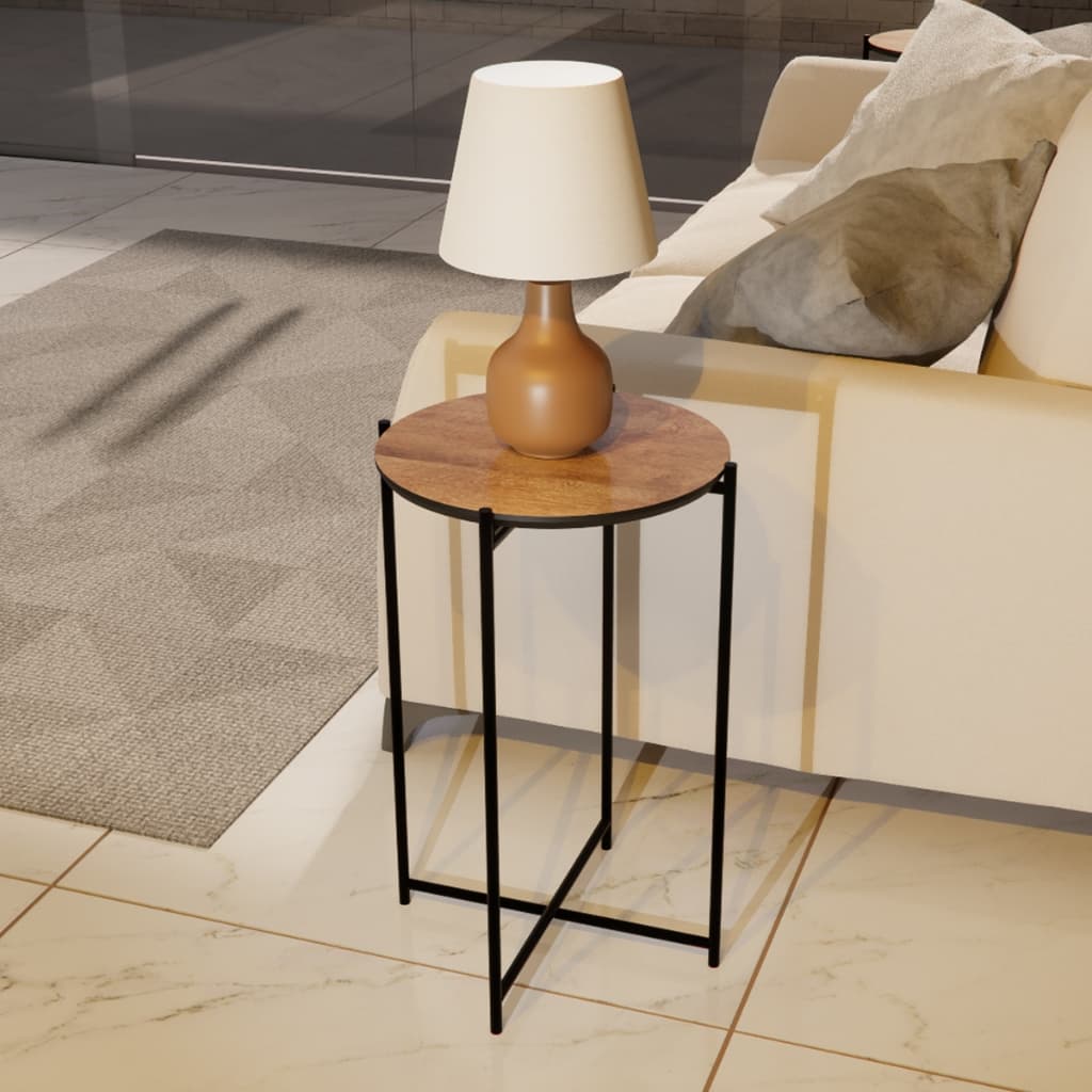 Mesa De Apoio Articulada Redonda Mesinha Lateral Apoio Sofá Moderna Premium Estilo Industrial