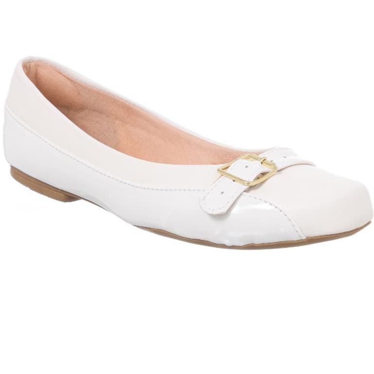 Sapatilha Sapato Casual Feminina Confortável Bico Quadrado Enfeite Fivela Toque Feminino