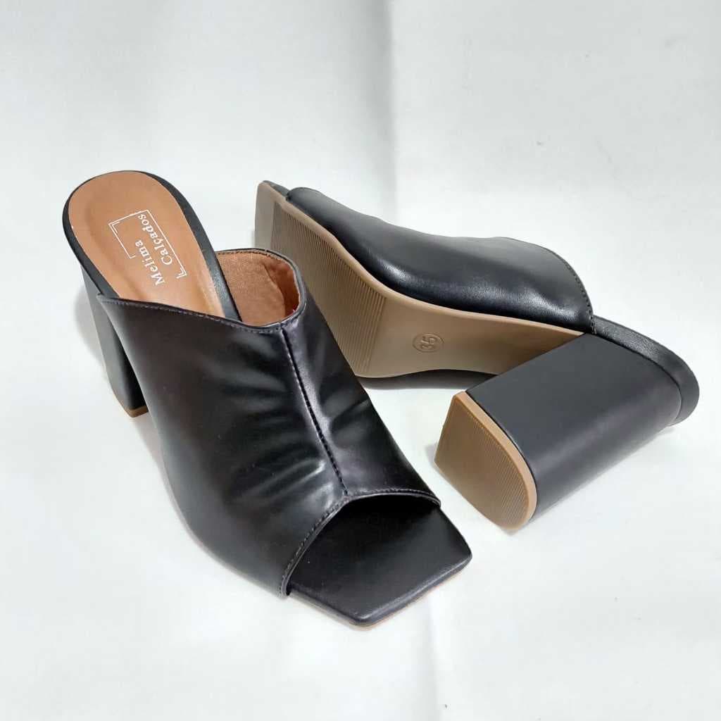 Tamanco Feminino Melima Calçados Confort Salto Alto 9,0 cm