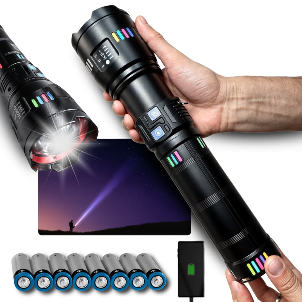 Lanterna Tática 598000WT LED Anduril 3KM Recarregável Power Bank Camping Segurança