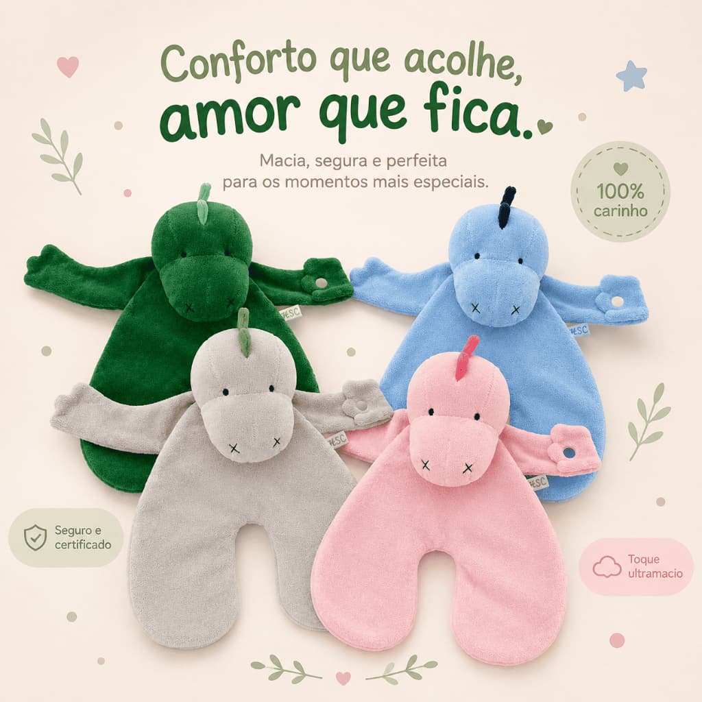 Naninha para Bebe em Plush - Dino