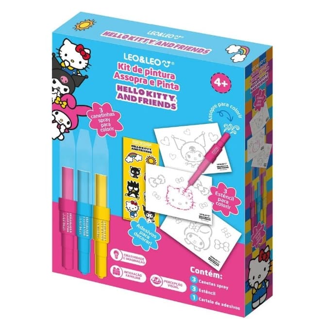 Kit de Pintura Assopra e Pinta Hello Kitty e Amigos - Leo&Leo