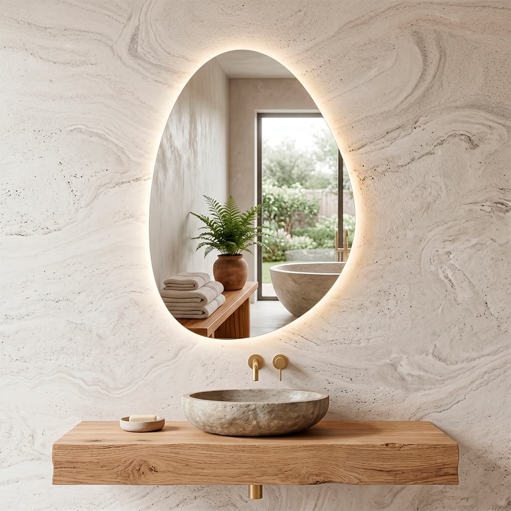 Espelho de Luxo Parede Orgânico Led Com Suporte  – Moderno, Decorativo, Diversos Tamanhos