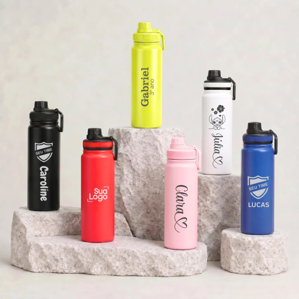 Garrafa 800ml Personalizada Térmica Espacial Aço Inoxidável Quente Frio Grande Capacidade Portátil