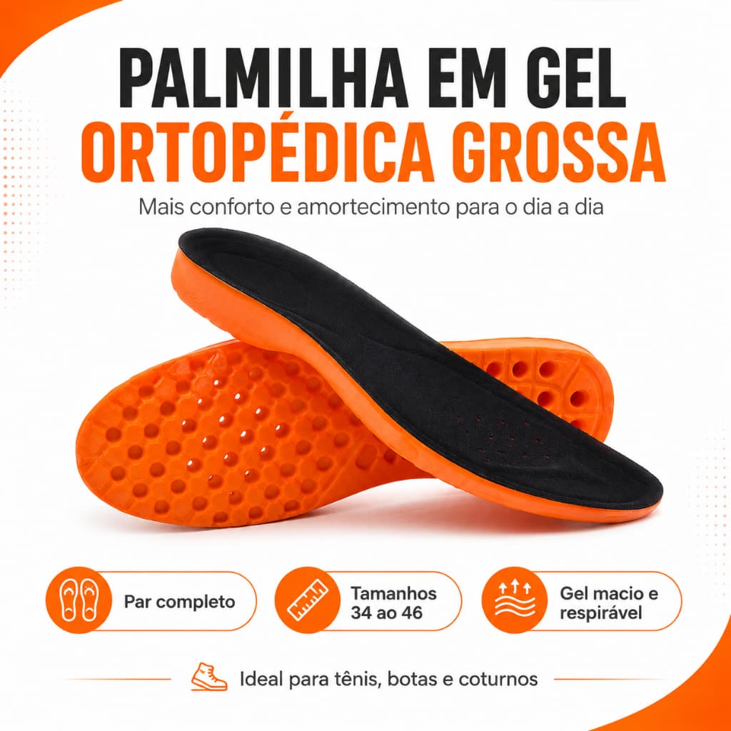 Palmilha em Gel Ortopédica Grossa para Dores nos Pés Esporão