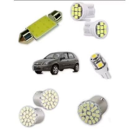 Kit Lâmpada Led Celta Todos os Modelos 2001 até 2017  Meia Luz Dianteira Luz de Placa Teto Ré 12V