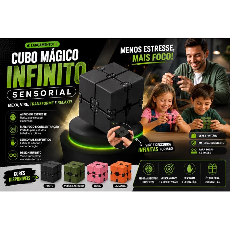 Cubo Mágico Infinito Sensorial Anti Stress Fidget Toy Relaxante