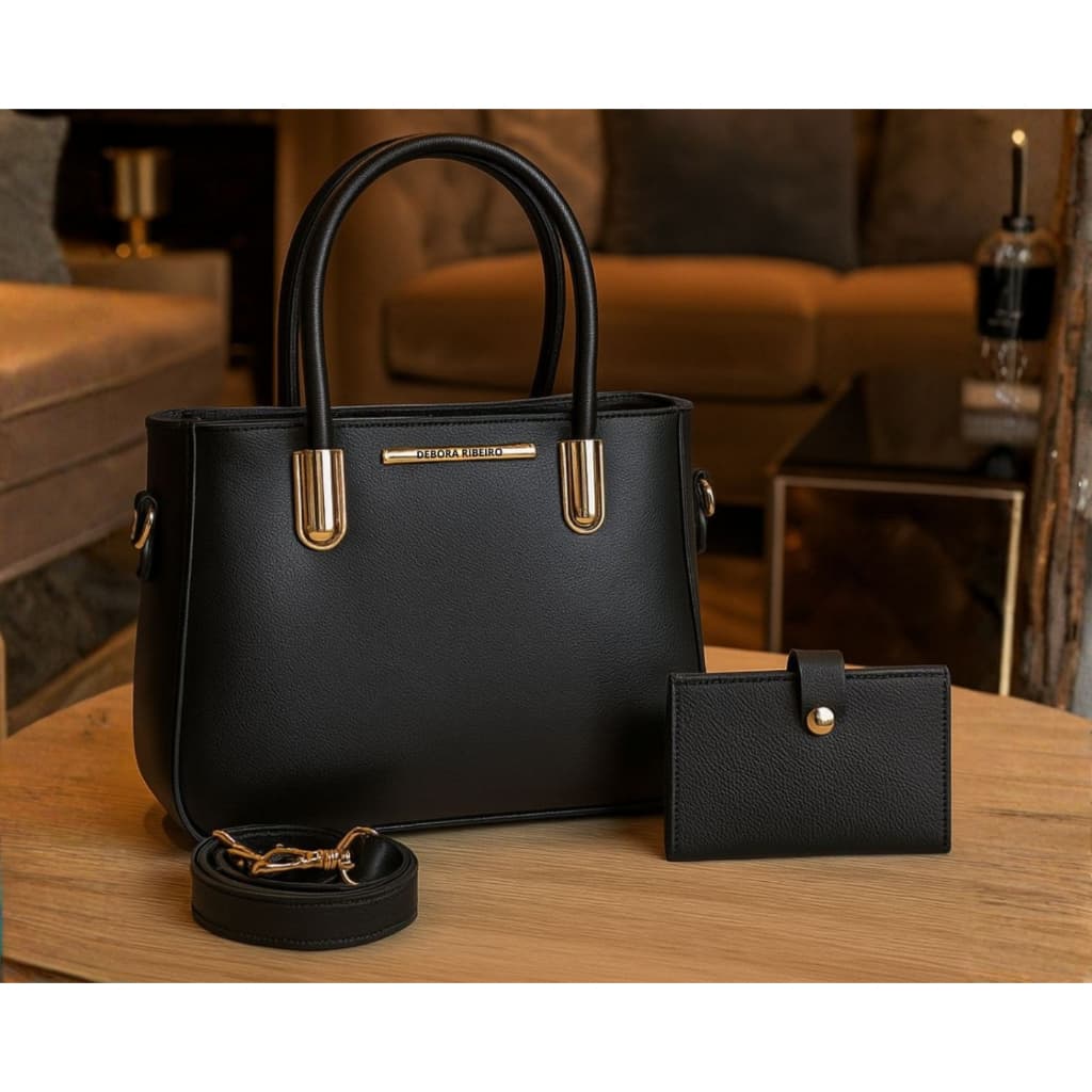 Kit Bolsa Feminina Transversal De Ombro Com Carteira Luxo Lançamento