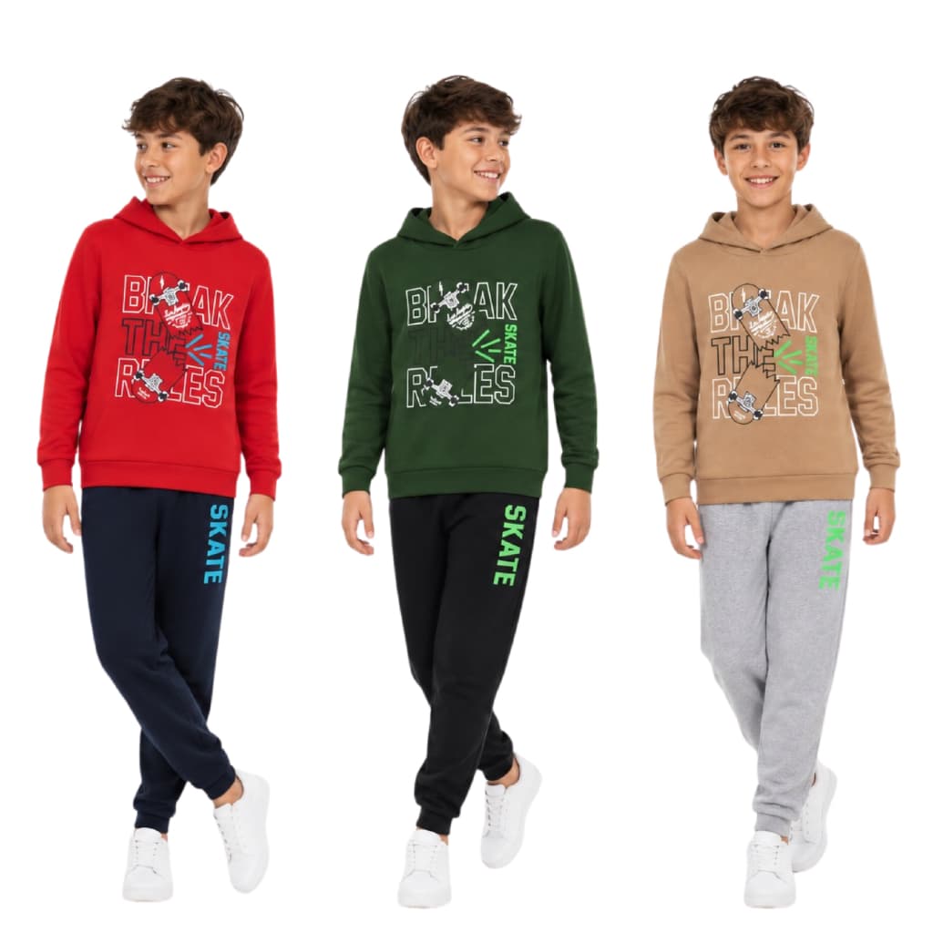 Conjunto masculino/Menino  infantil moletom 1 blusão com capuz e 1 calça de moletom