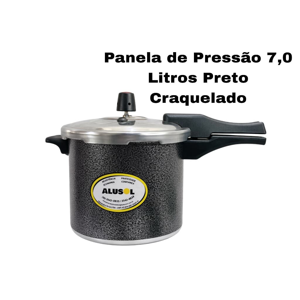 Panela de Pressão 7,0 Litros - Fechamento Externo - Preto Craquelado