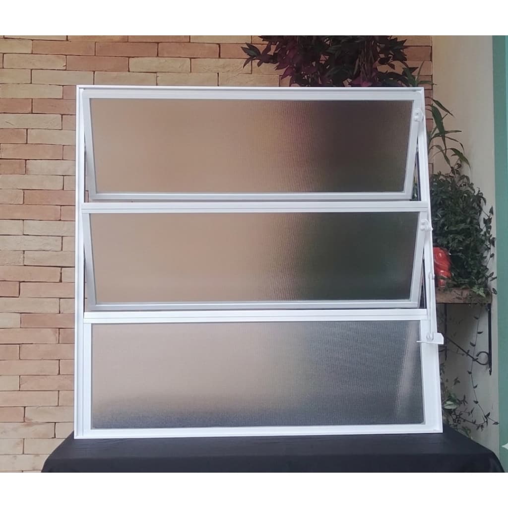 Vitro janela de banheiro ou lavabo basculante aluminio Branco 60x60 C/ Vidro mini boreal