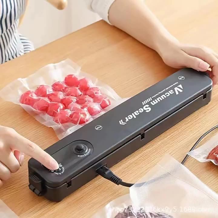 Seladora a Vácuo Doméstica com 10 Sacos Grátis 2 Modos: Vácuo + Selagem Simples para Carnes e Frutas