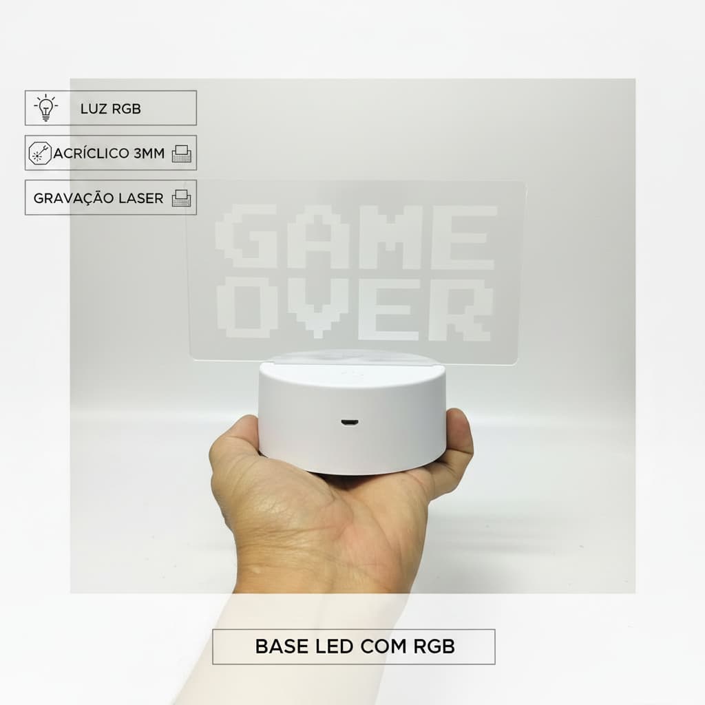 Luminária LED Game Over Roblox Zelda Playstation Astrobot  Decoração Setup Gamer