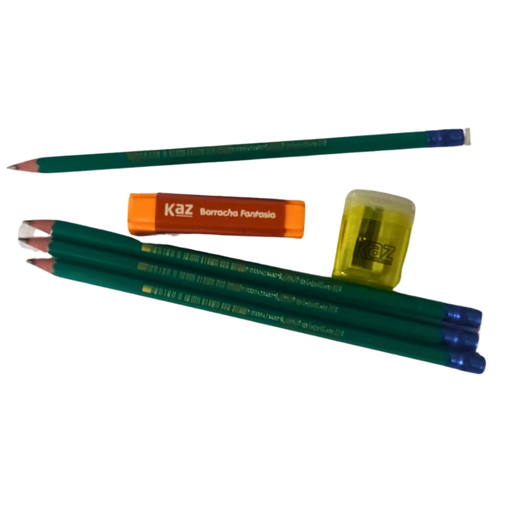 Kit Escolar 4 Lápis BIC+Borracha+Apontador