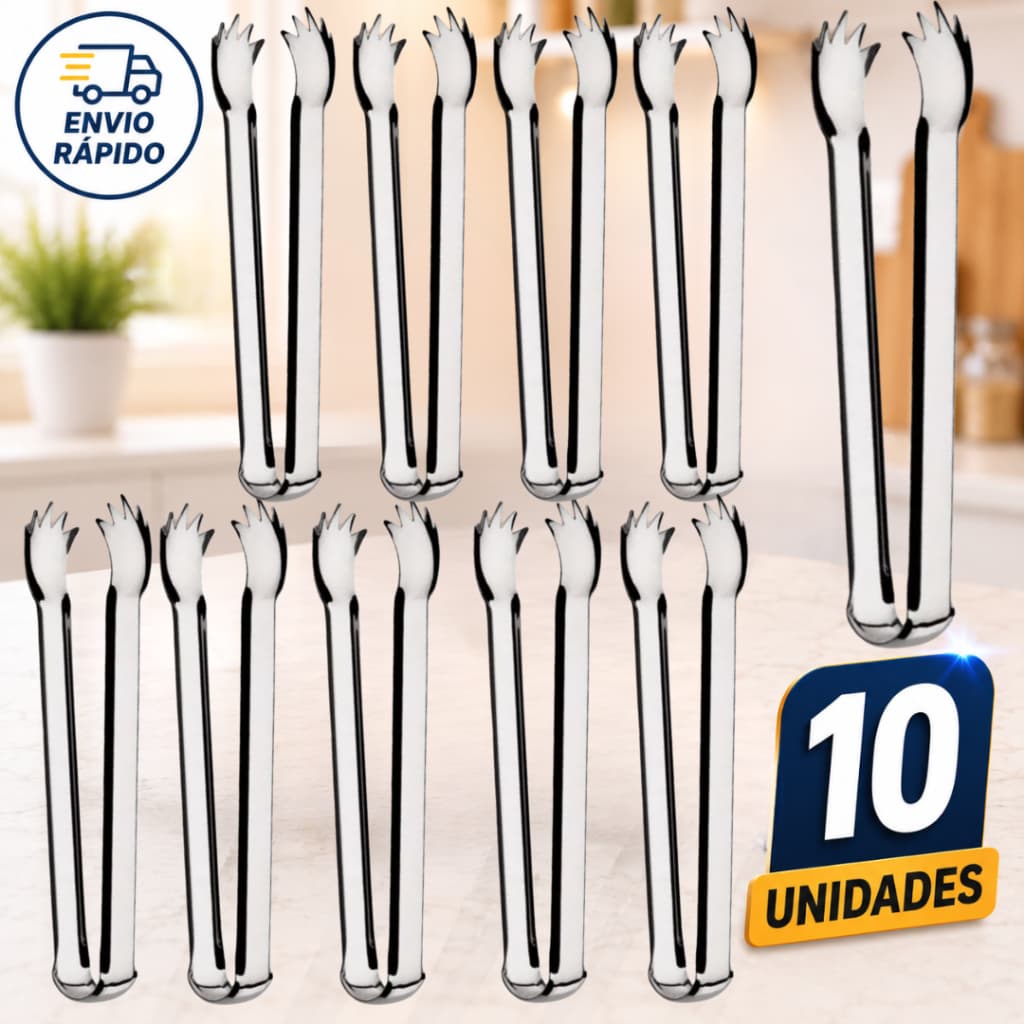 Pegador de Gelo Inox 18cm Resistente Multiuso Cozinha Kit 10