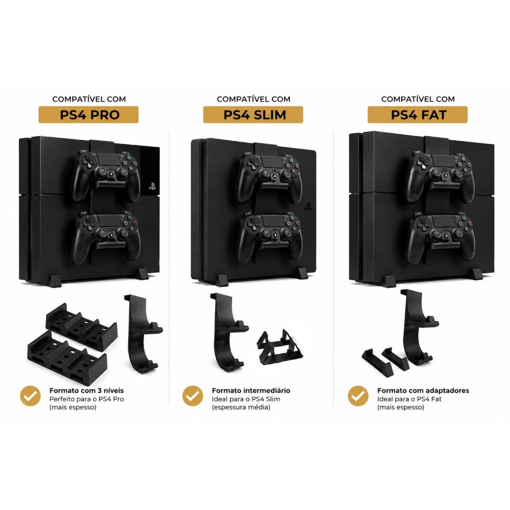 Suporte Vertical para PS4 Slim PS4 Fat PS4 Pro + Suporte Duplo para Controles