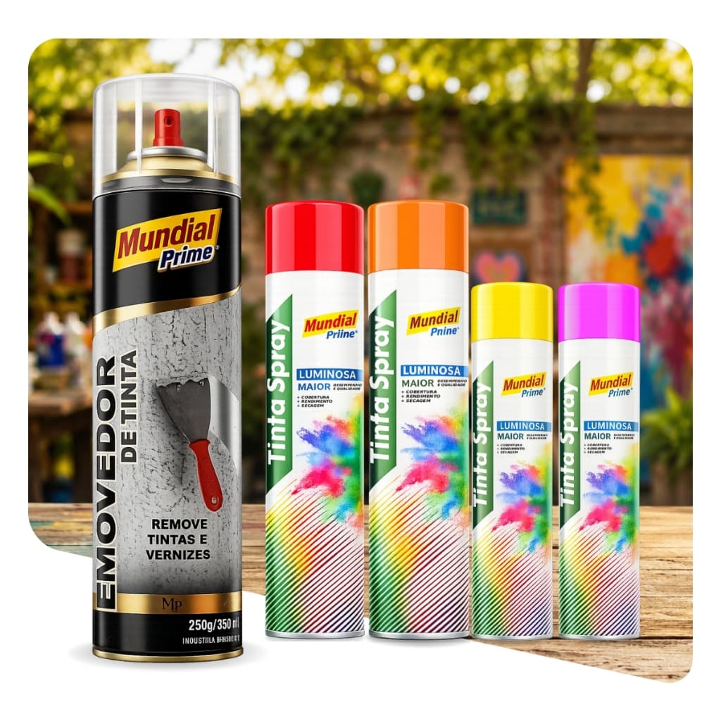 Kit Removedor Amolecedor de Tinta 350ml + Tinta Spray Fácil Aplicação Seca Rápido Mundial Prime