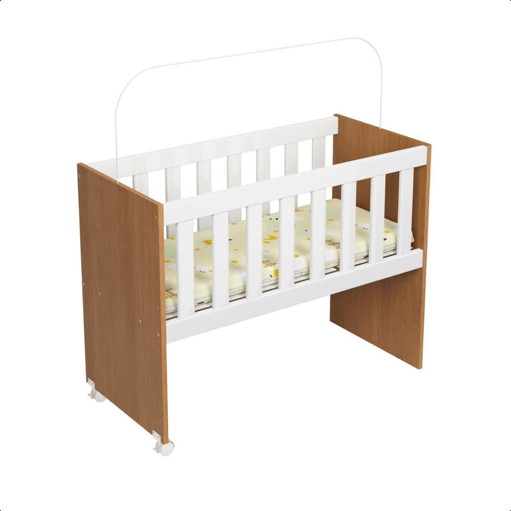 Mini Berço Baby com Colchão 2 em 1 Multifuncional e Minimalista MDP/MDF