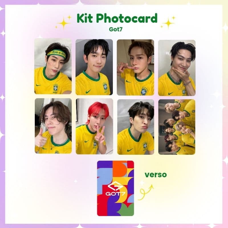 Kit 8 Photocards GOT7 Brasil Copa do Mundo 2026 - Photocard Fanmade fotos prontas (LEIA A DESCRIÇÃO)