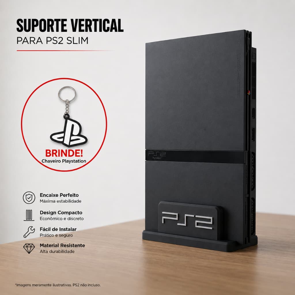 Suporte Vertical PS2 Slim (Suporte para colocar o Playstation 2 Slim na Vertical)