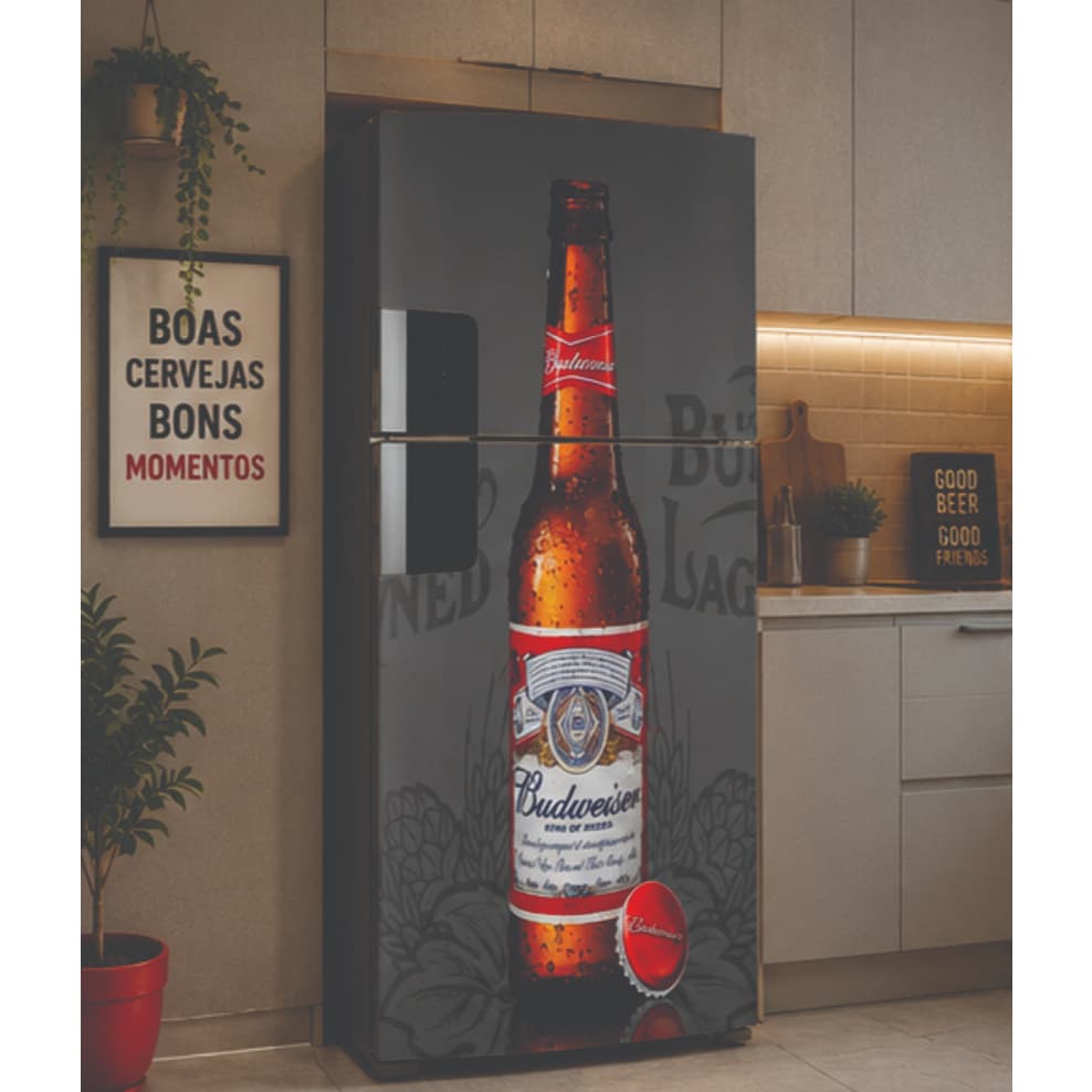 Adesivo Envelopamento Geladeira Cerveja Budweiser