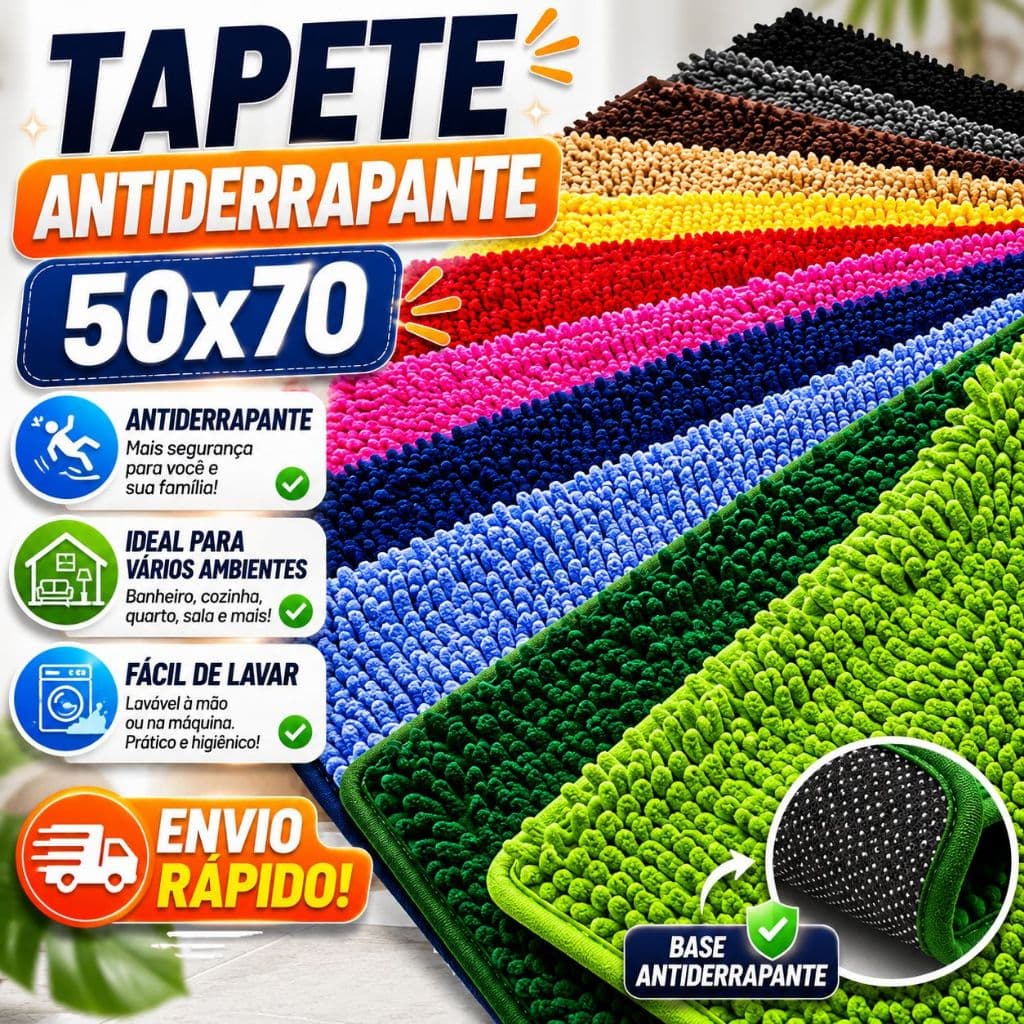 Tapete Antiderrapante Macarrão Pitoco Bolinha 50x70 Super Macio