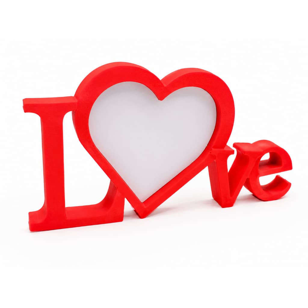 Kit Escultura Decorativa Mãos Coração + Porta Foto Love Vermelho Decoração Moderna Presente Criativo