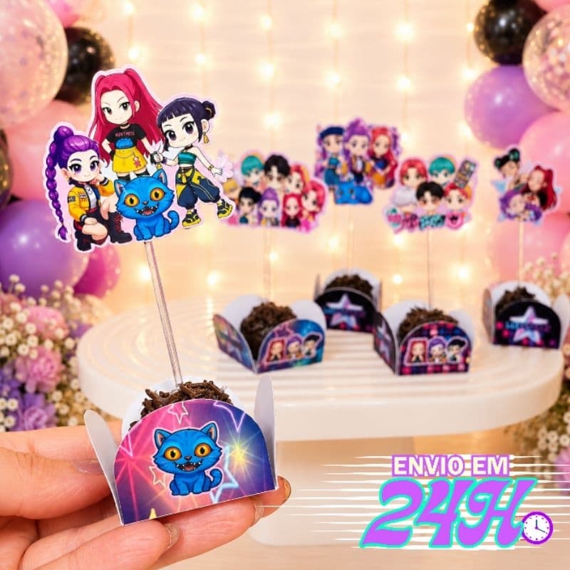 Forminha para Doce com Topper Meninas do Kpop Luxo | Festa Infantil Menina