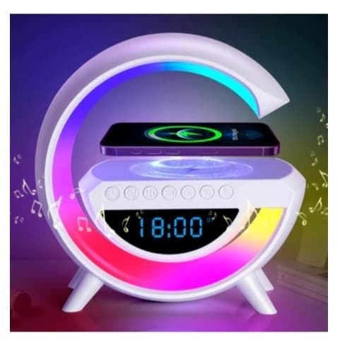 G-SPEAKER – Caixa de Som Bluetooth + Relógio + Luminária RGB + Carregador Sem Fio