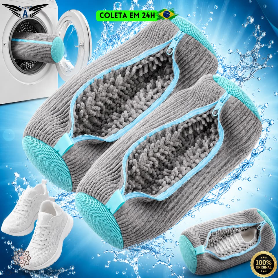 Saco Lava Tênis Lavagem De Sapatos Maquina De Lavar Proteção Para Calçados Com Zíper Prático