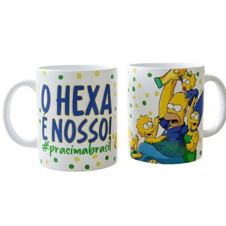 Caneca Porcelana Estampa Simpsons Festa Copa Café Chá 325Ml