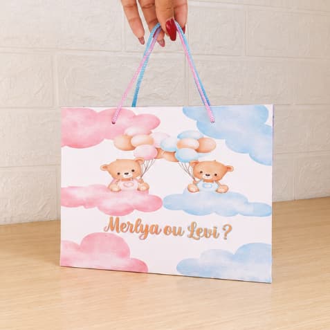 SACOLINHA Personalizada  CHA REVELAÇÃO | Sacolinha | Chá de bebê | Lembrancinha | Mimo | Chá Revelação Ursinho