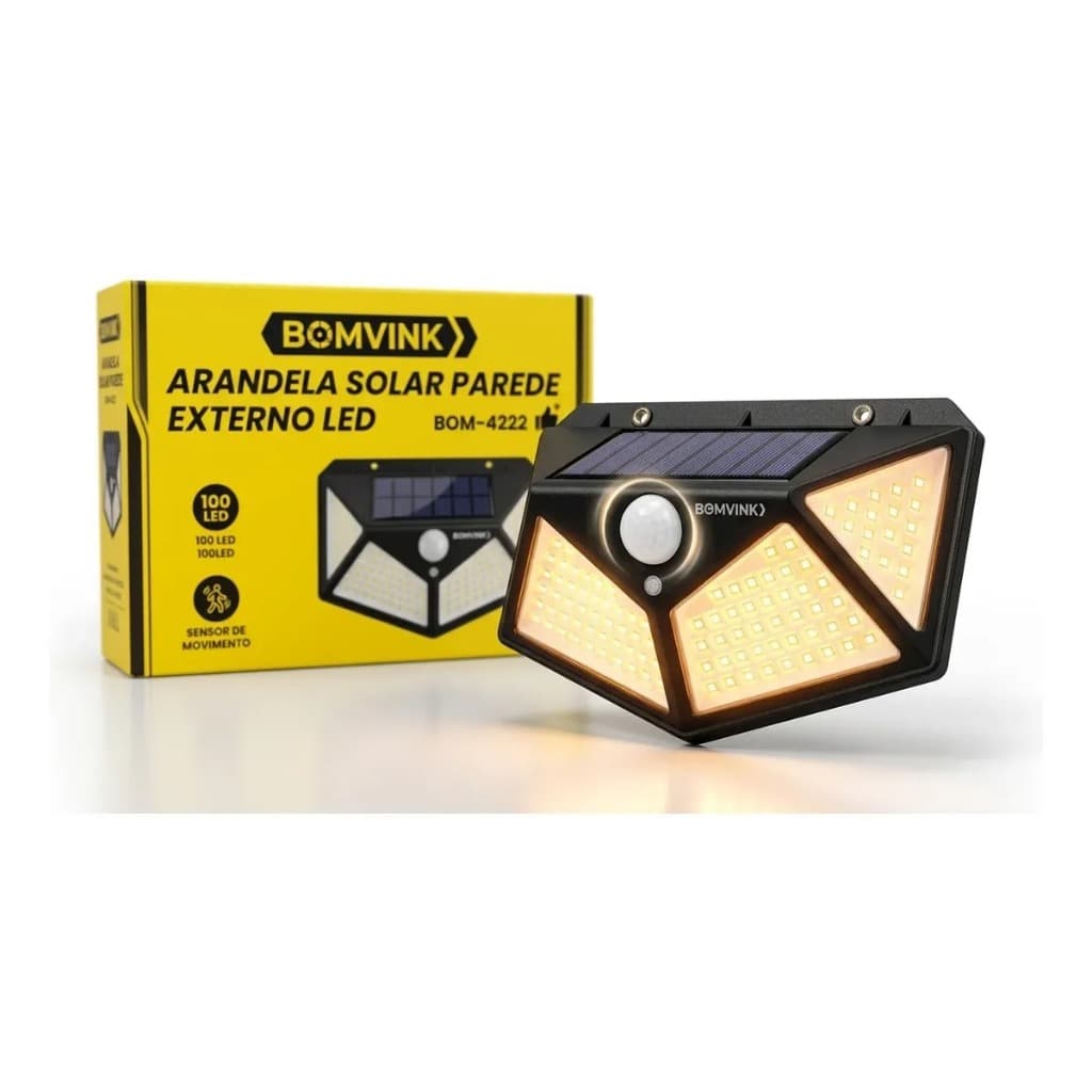 Luminaria Arandela Solar Led Sensor Presenca Bomvink 4222
