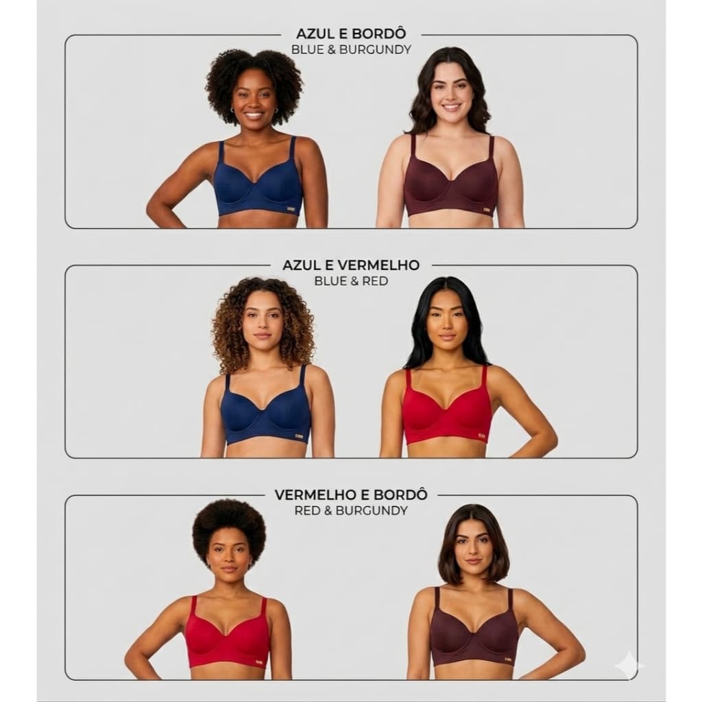 Kit 2 Sutias Plus Size 48, 50 e 52 Reforçado Com Bojo Alça Larga Sustentação Dia a Dia