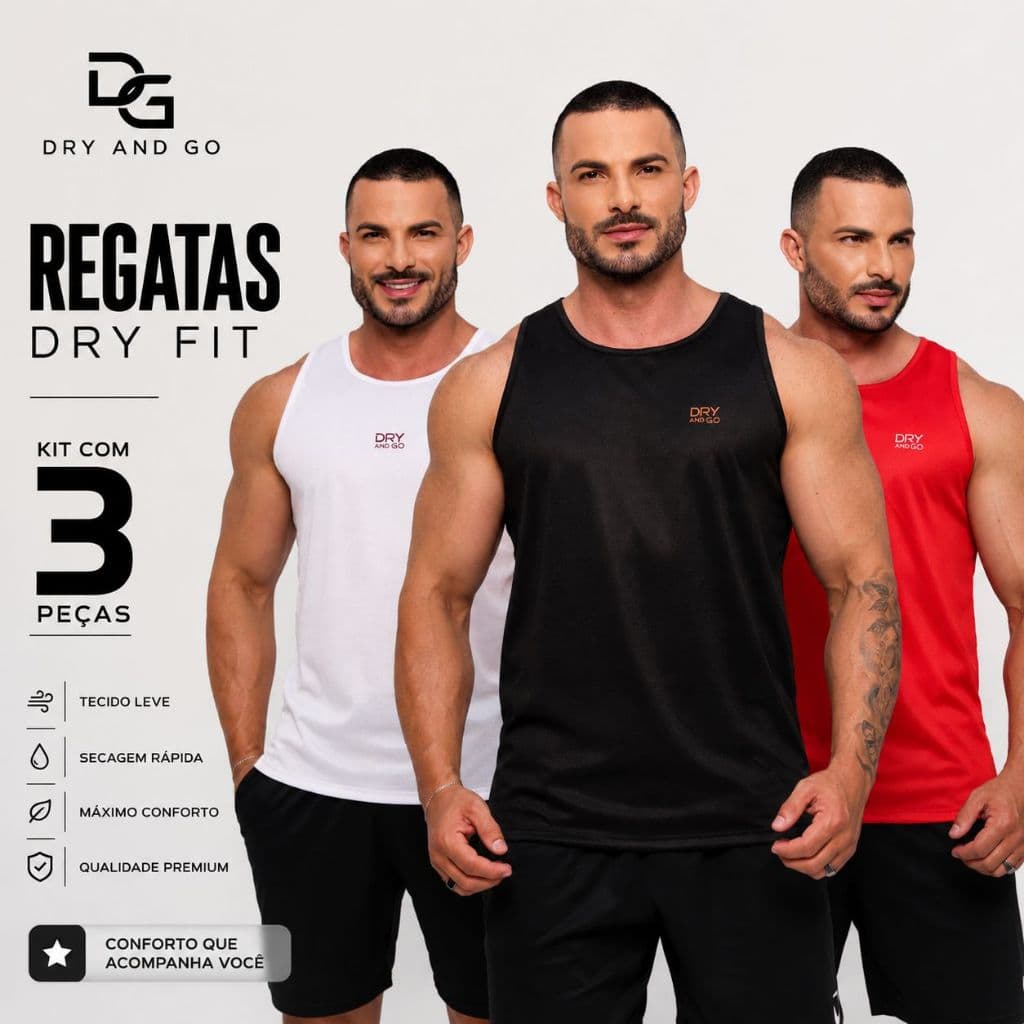 Regata Dry Fit Masculina Academia Treino Corrida Fitness Premium