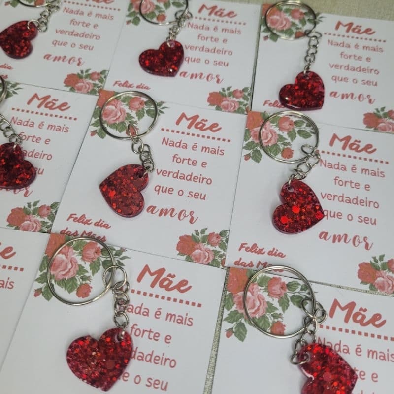 Mini Chaveiro Borboleta ou Coração com cartão Personalizado | Lembrancinha