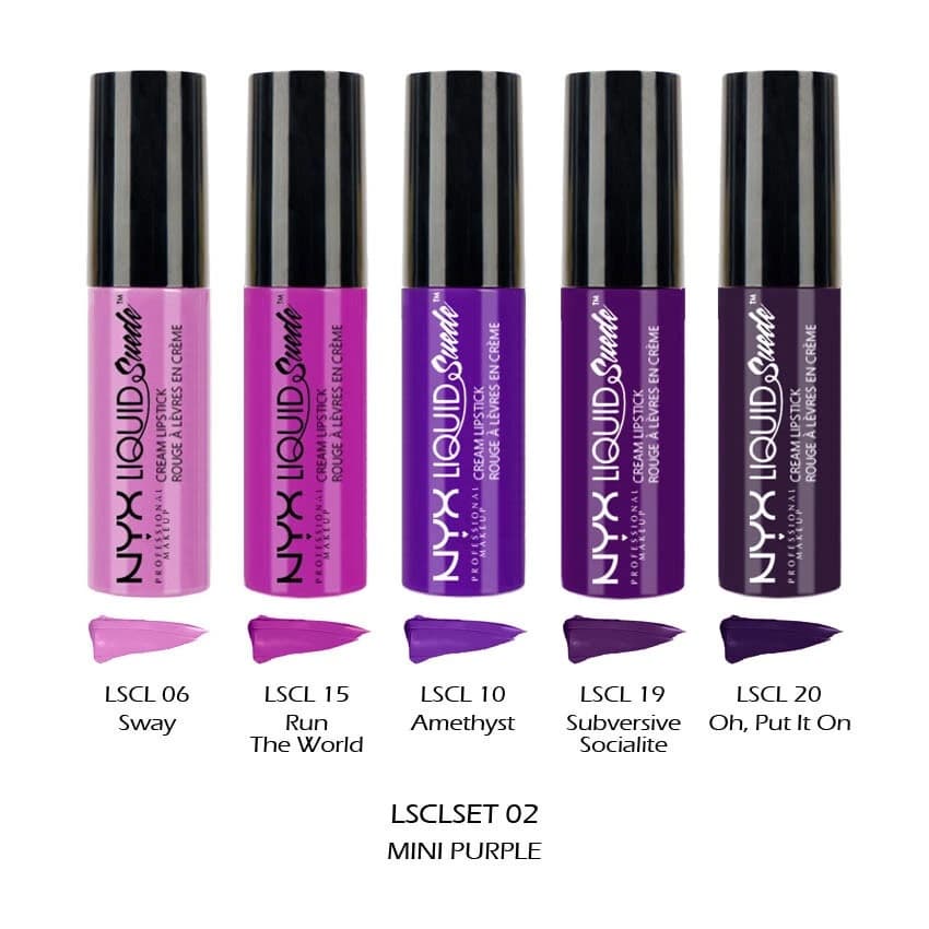 Beleza Minha | Kit Mini Batons NYX Liquid Suede Matte - 5 peças - Mini Purple