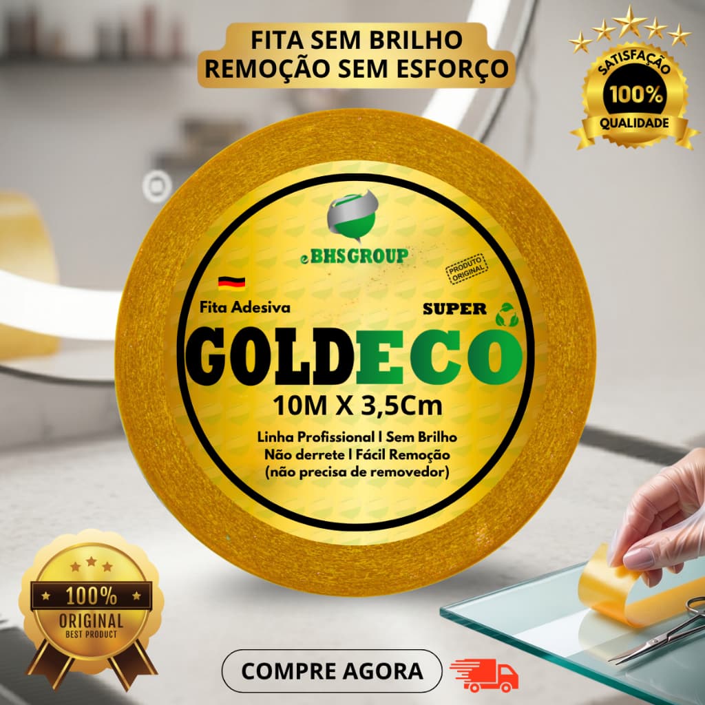 Fita Adesiva Goldeco Super 10m x 3,5cm Para Próteses Capilares E Perucas Não Derrete