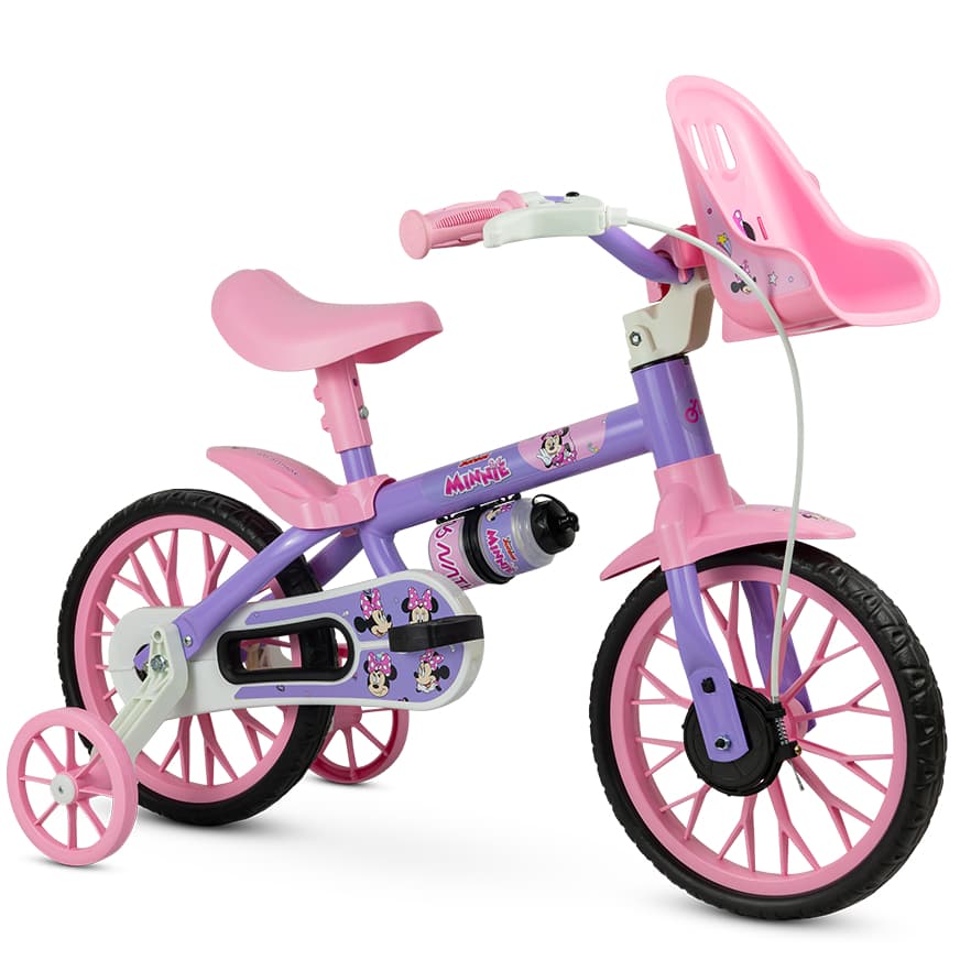 Bicicleta Infantil Aro 12 com Rodinhas e Garrafinha Bicicletinha Passeio com Banco Ajustável