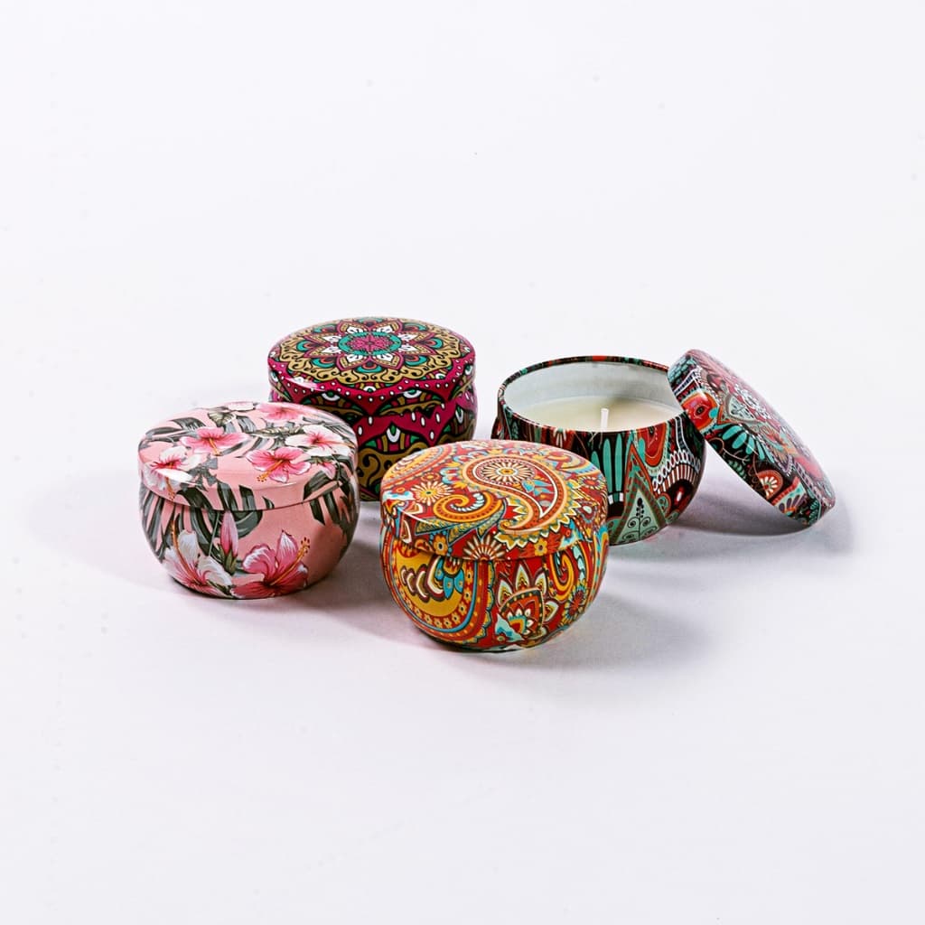 Kit 4 Velas Aromáticas Lata Decorativa Vintage