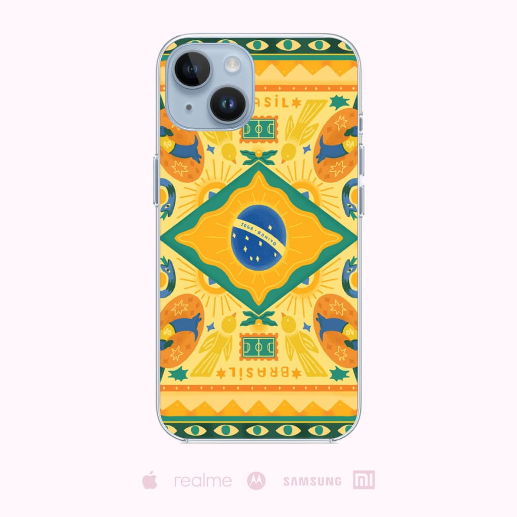 Capinha Celular Personalizada Brasil Tropical Azulejo Brasileiro Seleção Futebol 2026