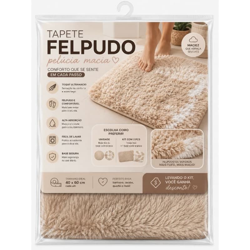 Tapete Felpudo Pelúcia Macia kit/uni 40x60cm