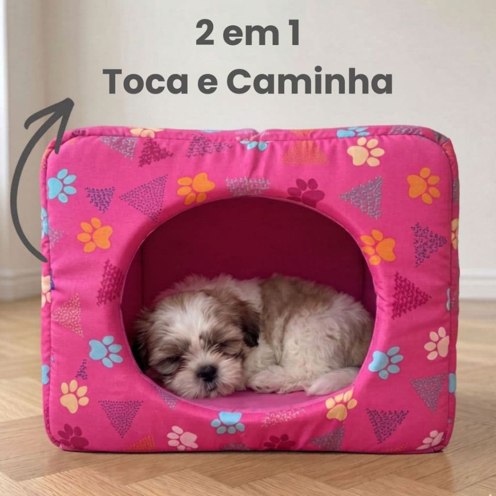Cama Cabana Cão e Gato Fêmea/Macho Pet Quadrada 2 em 1 Caminha Toca Confortável Cores Variadas